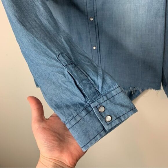 Free People One Teaspoon Chambray Denim Button Down Shirt Jean Blue XXS - Picture 15 of 16